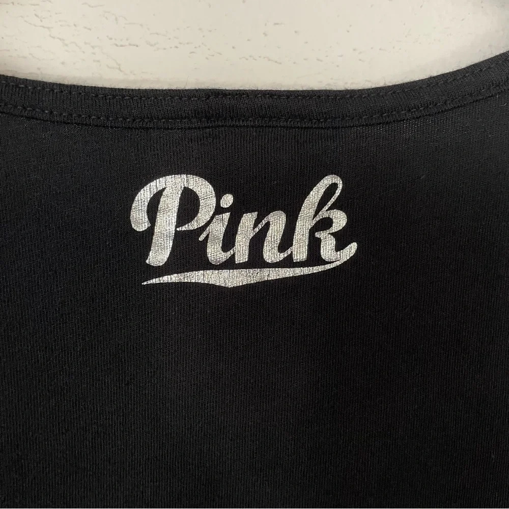 PINK Victoria's Secret Black Sequins Palm Tree Tank Top Size Medium - Picture 7 of 8